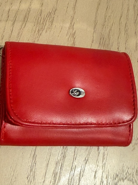 Handbags - Red Leather Wallet with Silver Accent